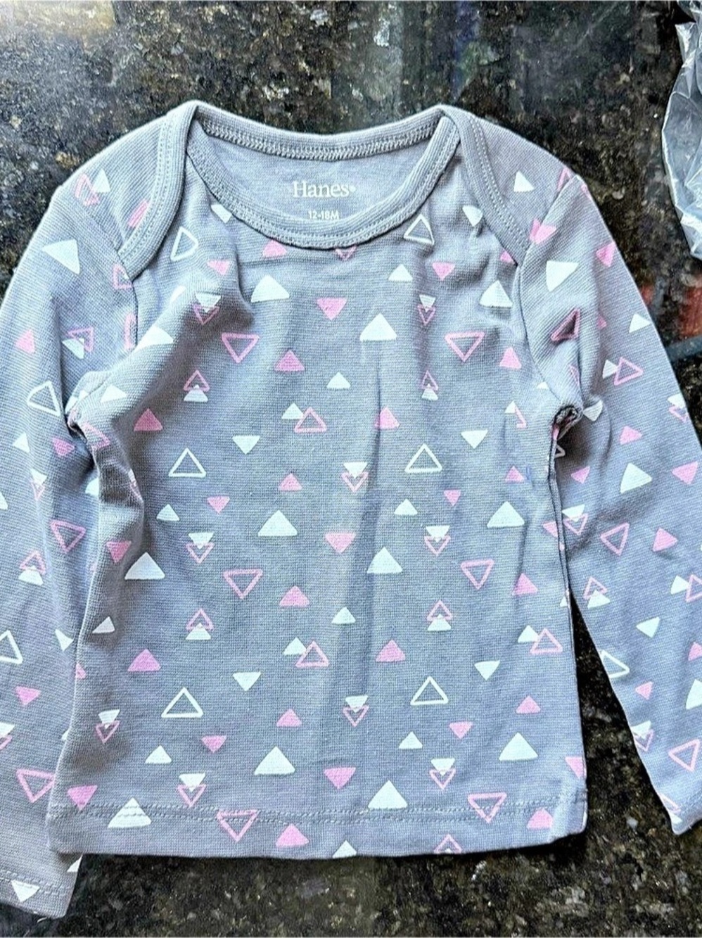 Hanes Baby Geometric Long-Sleeve Shirts in Gray & Pink